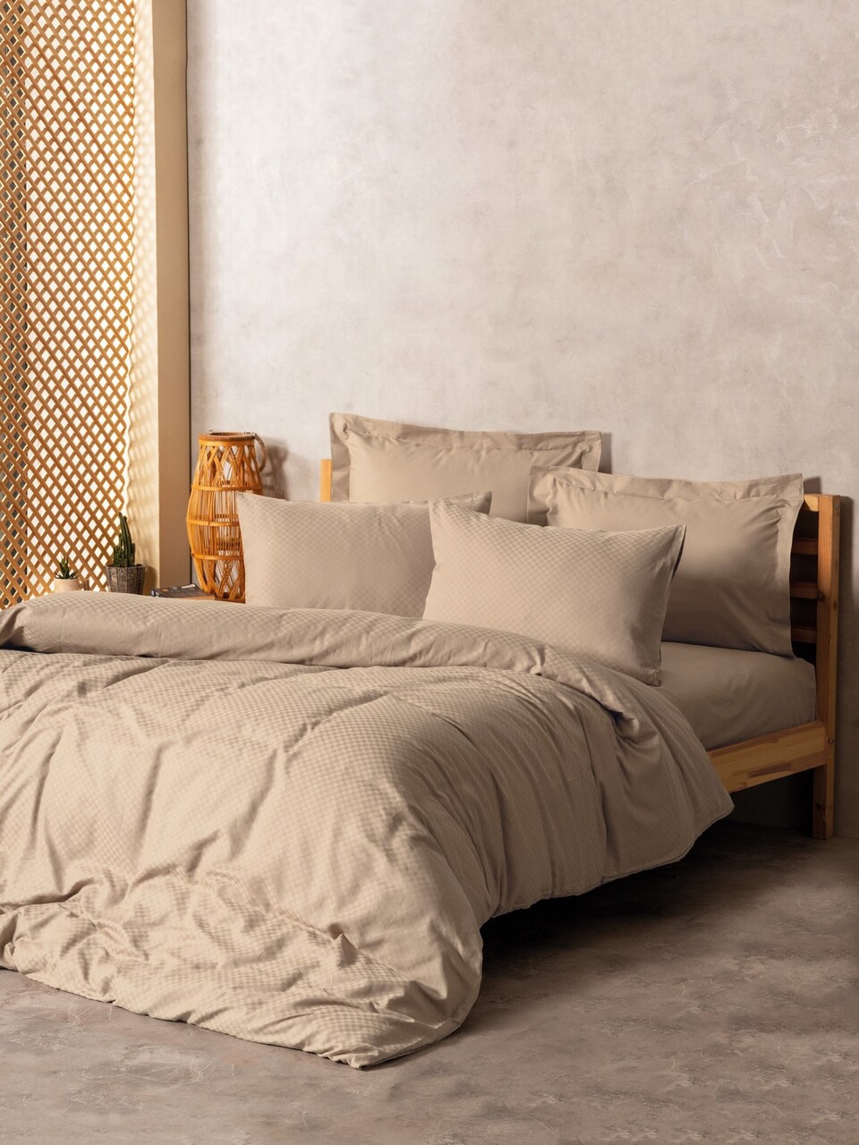 Lenjerie de pat pentru o persoana, L'essentiel Maison, Plaid, Bej - imagine 3